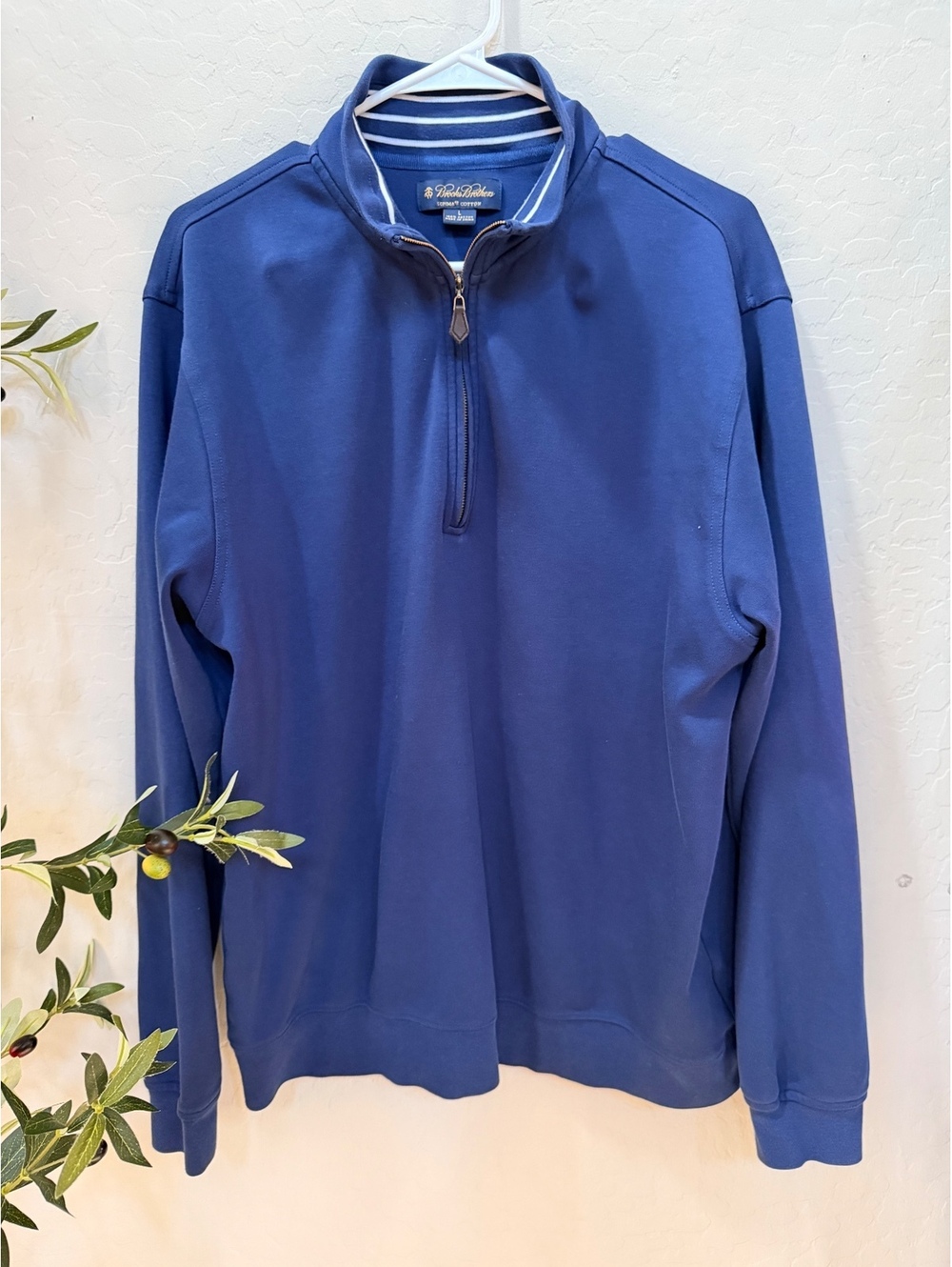 Brooks Brothers Navy Half Zip Cotton Collard Pullover